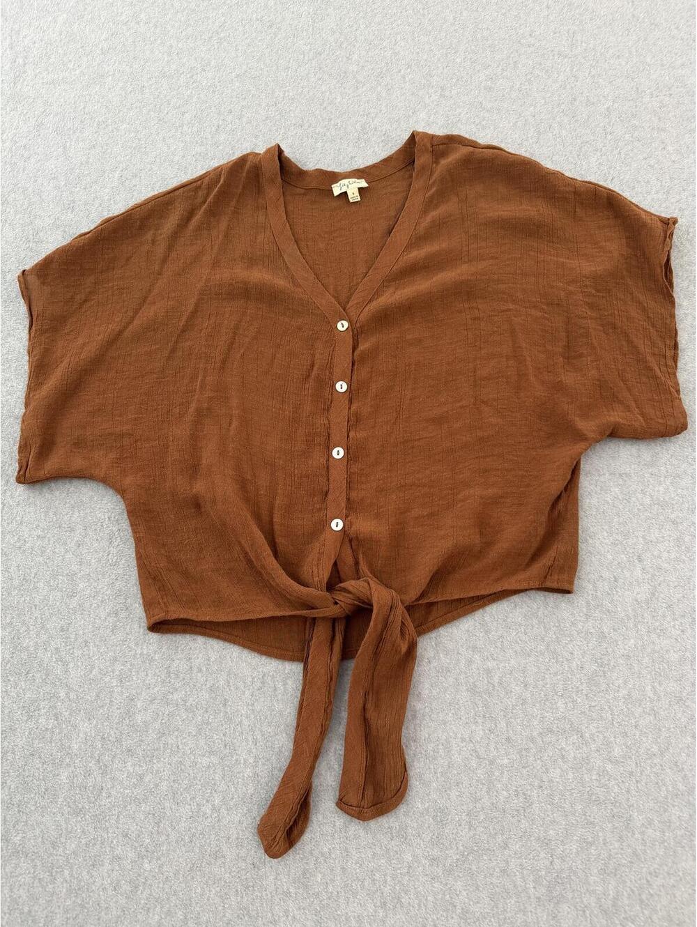 Oversized tie front gauzy top